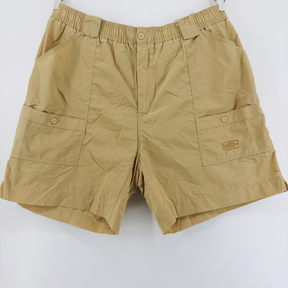 AFTCO Shorts Mens 44 M01 Original Fishing Khaki Tan Nylon Cargo Utility Hiking